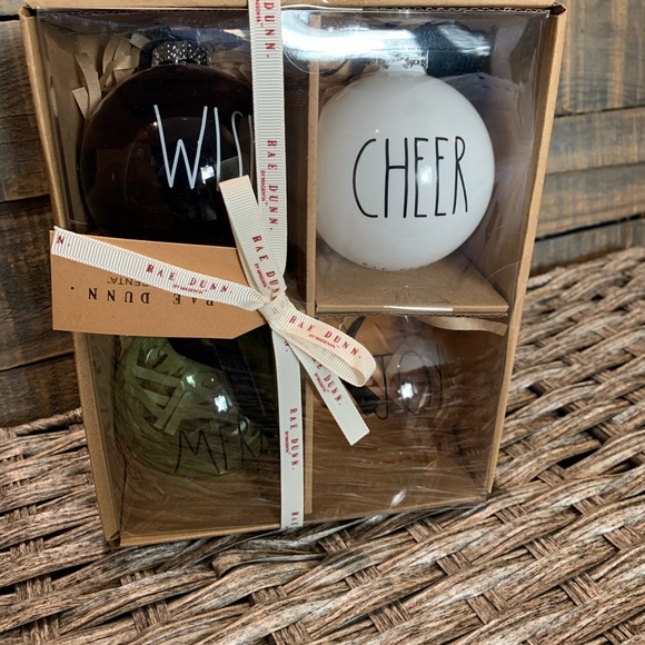 Rae Dunn set of 4 glass ornaments - Picture 1 of 5